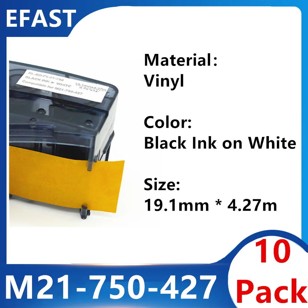 Outdoor Waterproof Compatible Cable Wire Marking Lab Fiber Label Tape M21-750-427 Ribbon For Brady BMP21 Plus Industrial Printer