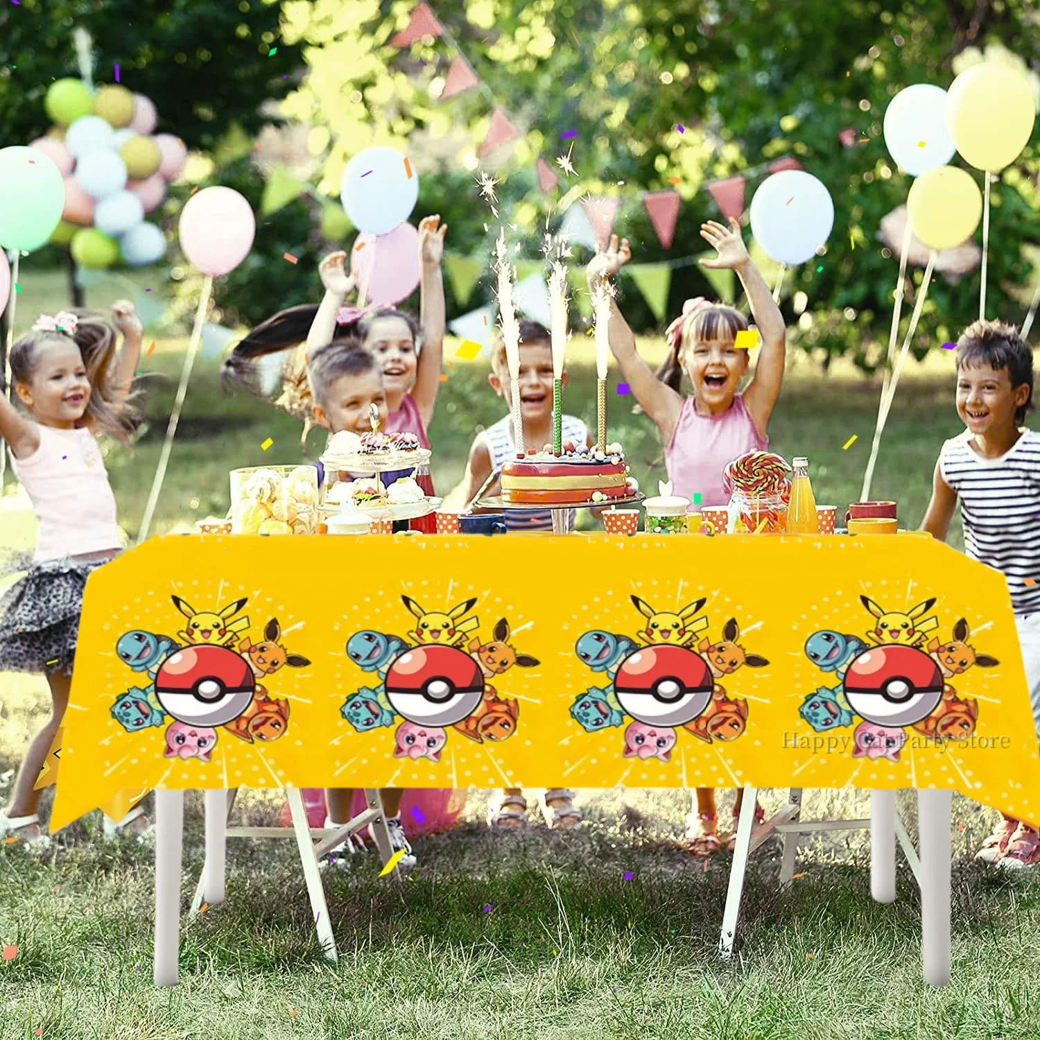 Pokemon Tablecloth Birthday Party Decor Pikachu Disposable Table Cover Table Cloth Baby Shower Supplies Kids Party Favors Gift