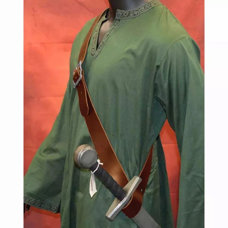 Correa de hombro Medieval para hombre, soporte de espada, vaina, Rana, Caballero Vikingo, arma, disfraz, cinturón de cuero, pistolera, utilería para