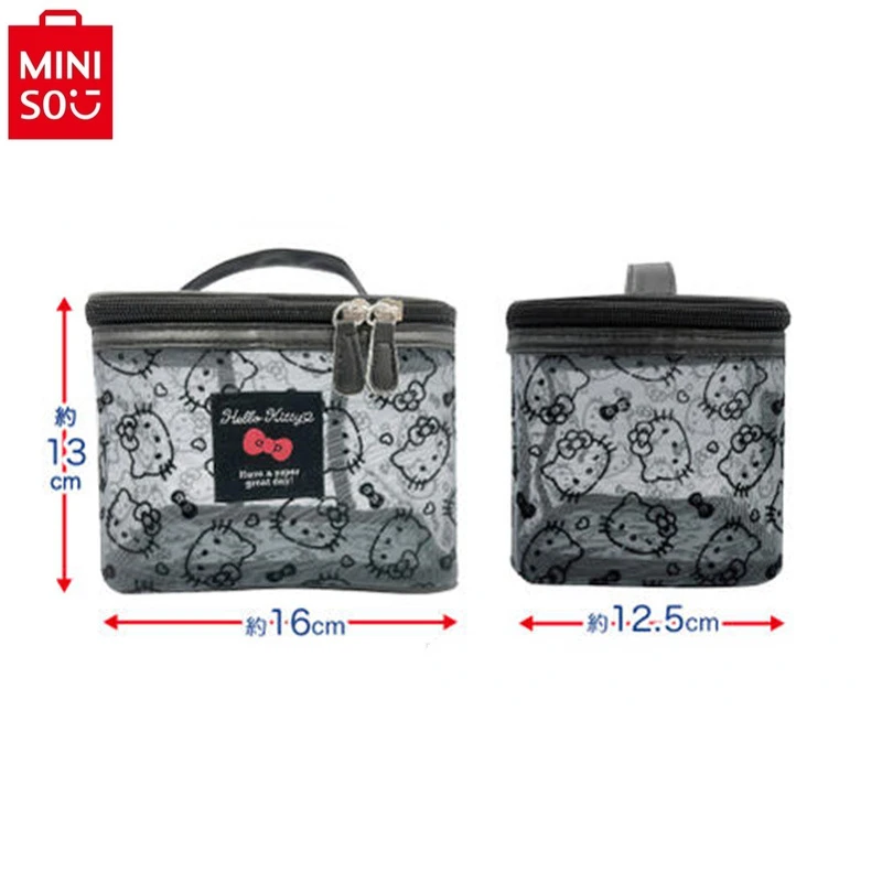 MINISO 2024 Cute Cartoon Kuromi Fashion High Quality Mesh Handbag for Women Large Capacity Lightweight Storage Makeup Bag