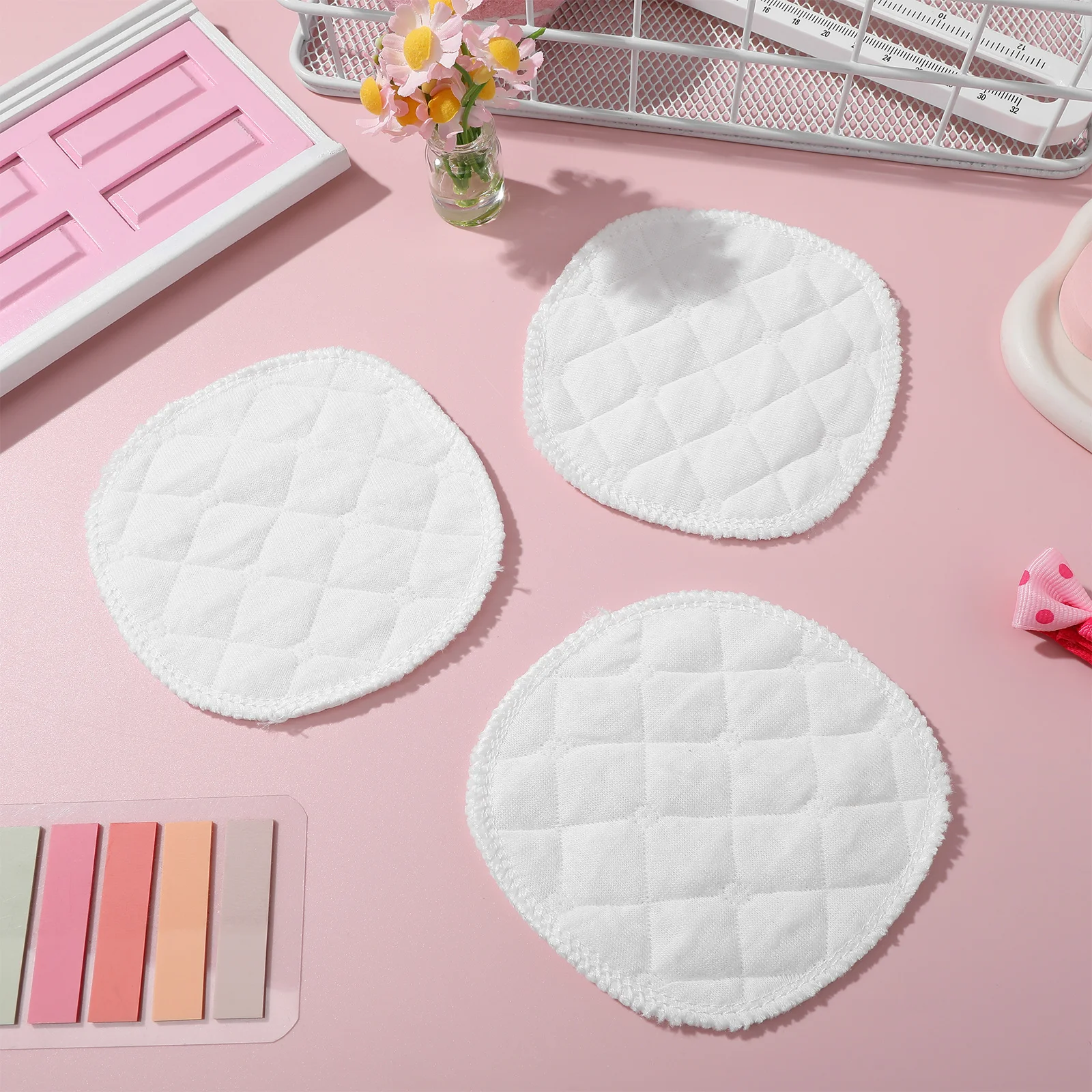 12Pcs Contoured Reusable Breast Pads Washable Nursing Pads Ultra Absorbent 3-Layer Protection for Lactating Women with Sensitive