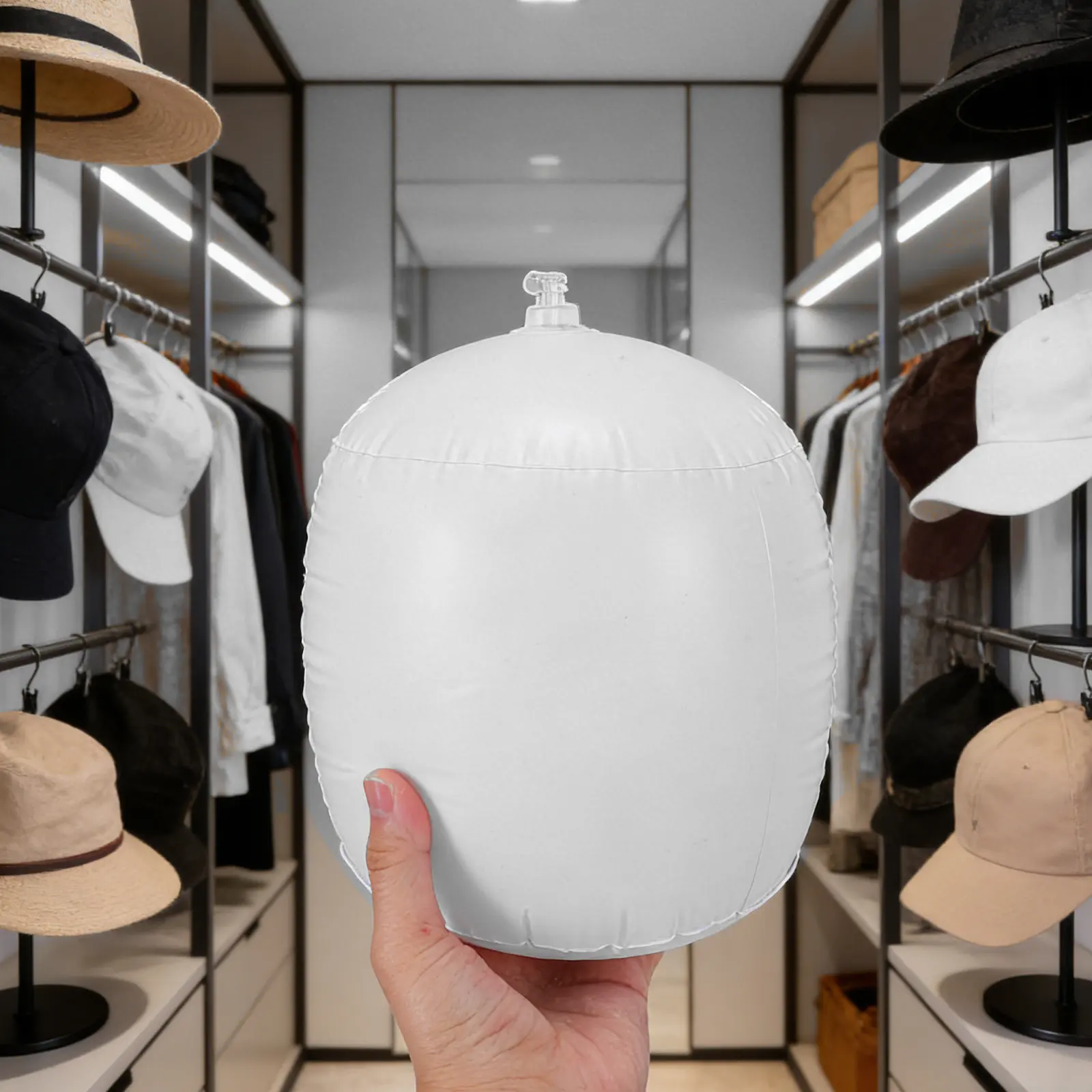 

Набор из 2 надувных держателей для головных уборов: подставка-купол из ПВХ для бейсболок, париков, шлемов, настольный дисплей, портативный формователь для шляп