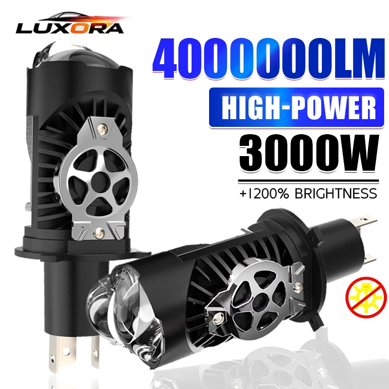 Neue LED-Scheinwerferlampen H4/9003/HB2 Projektorlinse Canbus Superhelle LED 3000W 4000000LM 6500K Hi/Low Beam für Auto und Motorrad