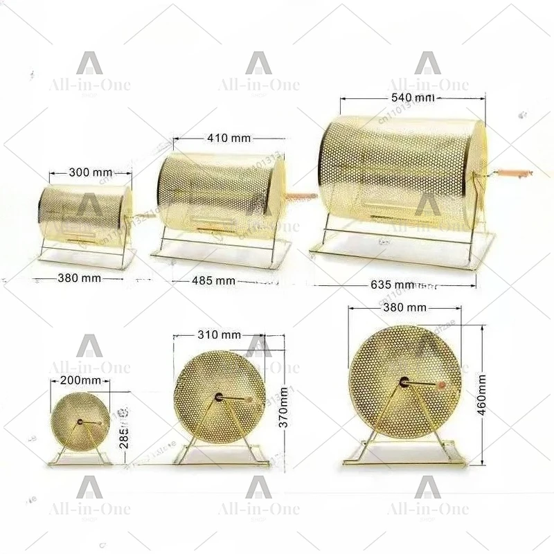 Medium Size Brass Raffle Drum with Wooden Turning Handle - Spinning Lottery Casino Bingo Raffle Ticket Drum Box