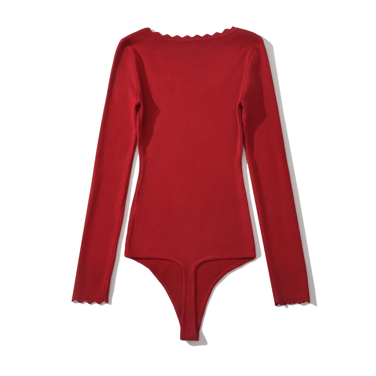 3 ألوان ربيع الخريف موجة خط س الرقبة الحياكة طويلة الأكمام ارتداءها للمرأة بذلة قصيرة الخصر النحيف السروال القصير بلايسوت الأسود