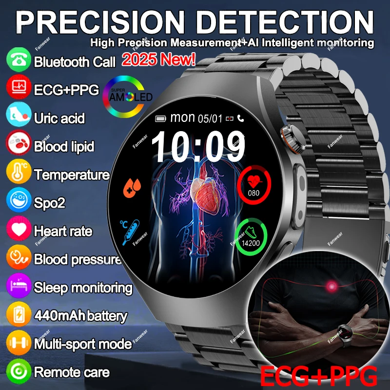

2025 New Health Care ECG+HRV+NFC SmartWatch Body Analysis Uric Acid Blood lipids Heart Rate Blood pressure Monitoring Smartwatch