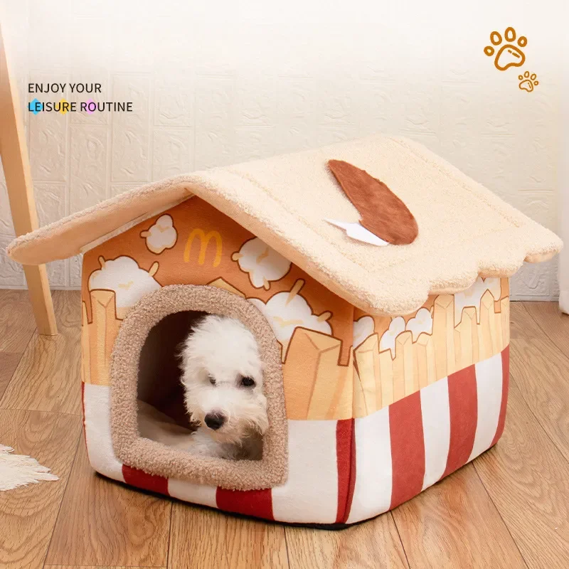 

Removable Pet Cat House Washable Dog Kennel Cat Beds Non-slip Kitten Cat Nest Small Dog Bed Winter Warm Puppy Sleep Pet Supplies