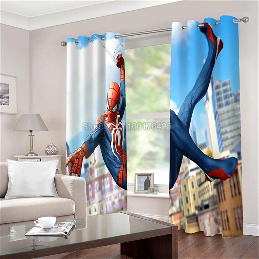 Spidermans Blackout Curtains for Kids Bedroom Shading Curtain for Bedroom Home Decoration Child Gift Cartoon Window Drapes