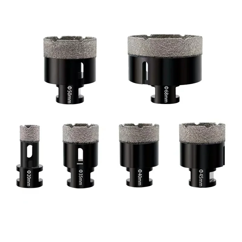 Diamond Brazed Core Dry Drill Bit Porcelain Cup Saw 6-65mm For Porcelain Tiles Marble Glass Granite Hole Saw Cutter Cutting 1Pc