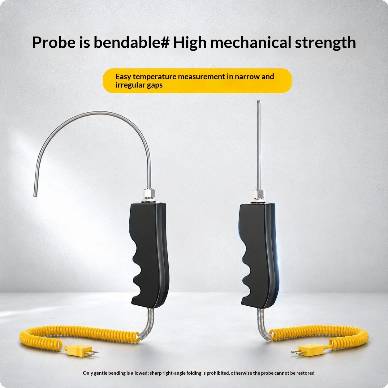 K-type Handheld Armored Thermocouple Flexible High-Temperature Temperature-Sensing Probe 304 Stainless Steel Plug Temperature