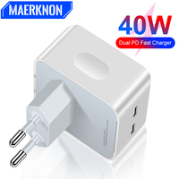 Dual PD Charger 40W Fast Charging Adapter For iPhone14 Pro Xiaomi Huawei Samsung Mobile Phone Charger Quick Charge3.0 EU/UK Plug
