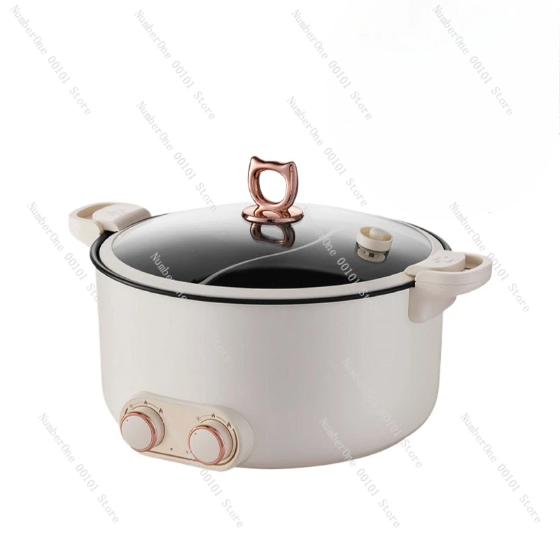 2000W Home  Electric Hot Pot Large Capacity Electric Cooking Pan Double Soup Pots Non Stick Electric Frying Pan 5L/6L