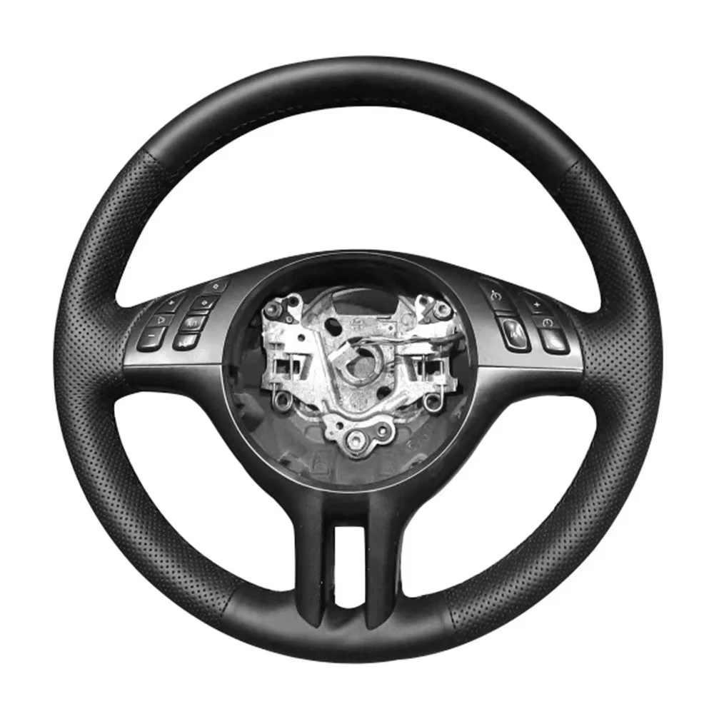 Customized Braid Car Steering Wheel Cover Wrap Anti-Slip Black Nappe Leather For BMW X5 Z3 E36 3 Series E46 5 Series E39 E53