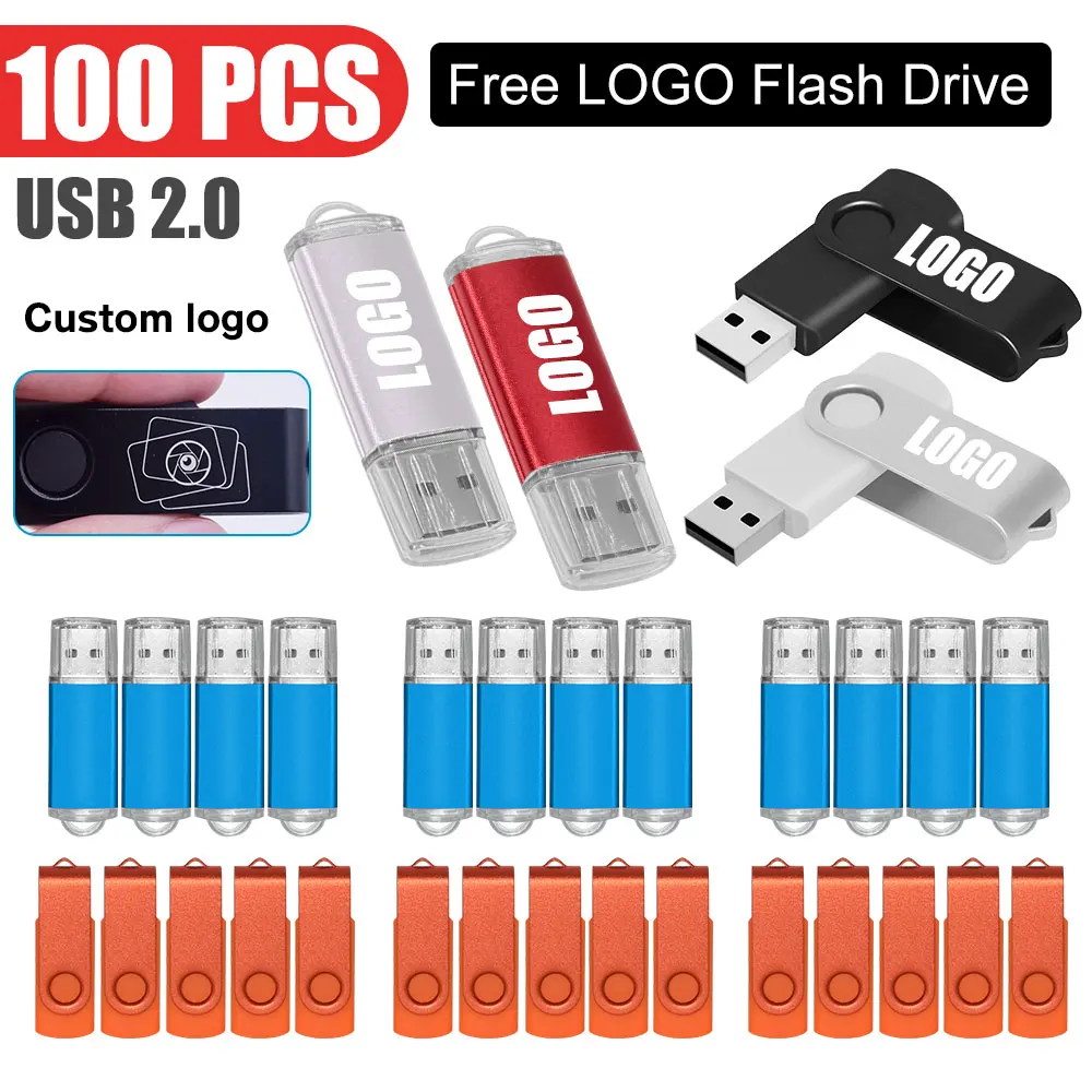 Набор из 100 USB-флеш-накопителей 2.0: 1 ГБ, 2 ГБ, 4 ГБ, 8 ГБ, 16 ГБ, 32 ГБ, 64 ГБ, 128 МБ. Подарочные, с возможностью и