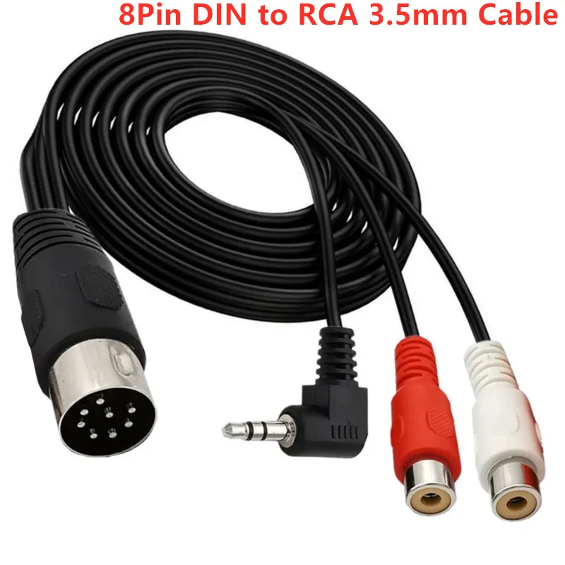 Din 8 Pin To 2RCA Cable 8Pin Din Male Plug To 2-RCA Female 3.5mm Audio Adapter Cable For Musical Instrument Audio Equipment