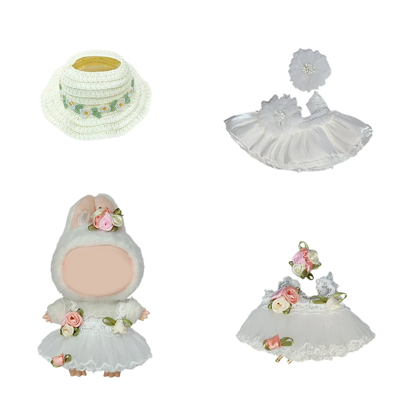 

For Labubu Clothes 15CM - 6-Piece Summer Doll Outfit Set | DIY Fun Dress Up Clothing & Cute Accessories Gift
