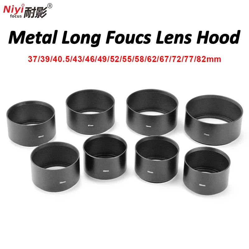 NIYI Metal Lens Hood Long Focus Medium Focus 37 39 40.5 43 46 49 52 55 58 62 67 72 77 82mm Universal Sun Shadow Shade Screw In