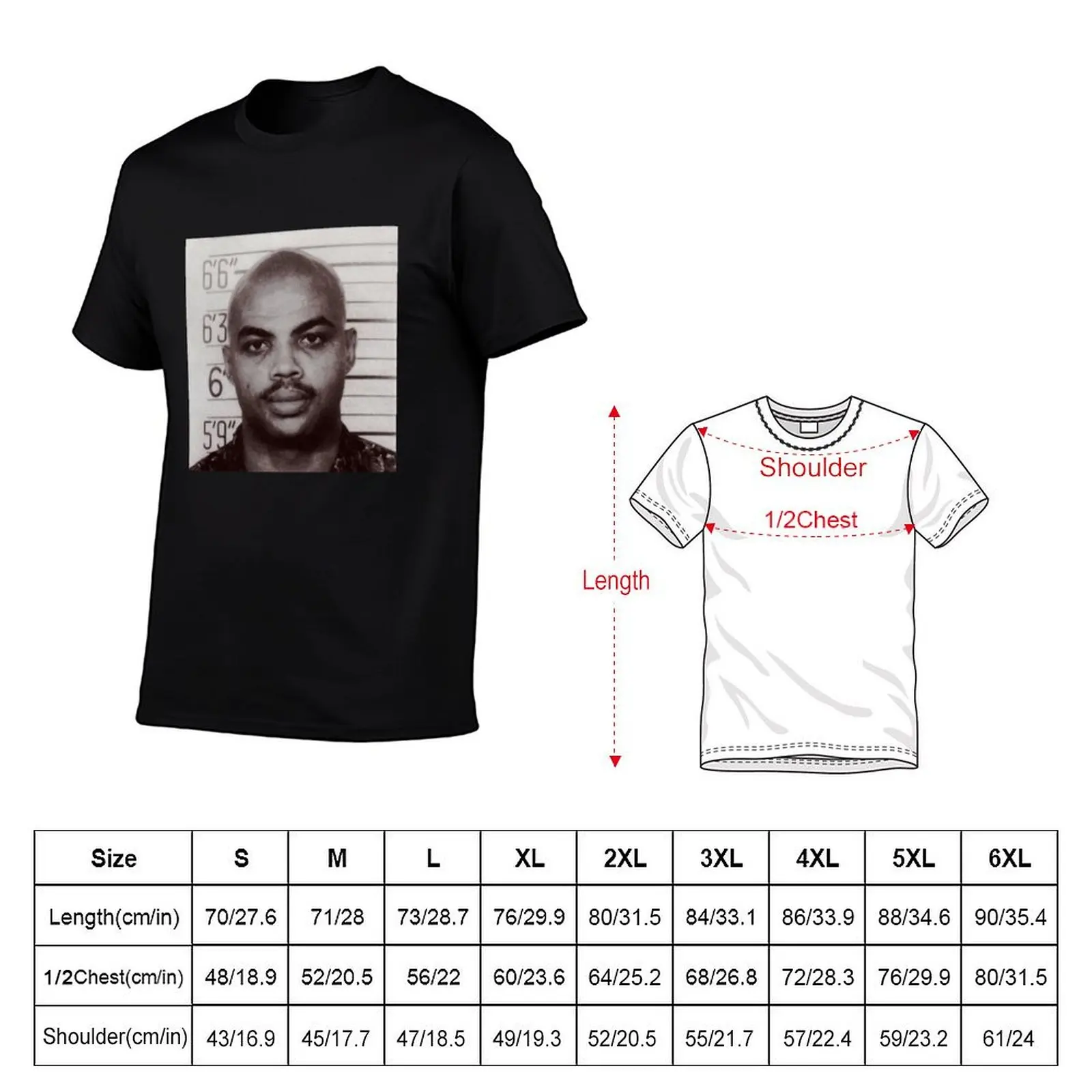 Charles Barkley Mugshot T-Shirt anime tshirt black cotton t-shirt plain for man package graphic t shirts for man T-Shirt