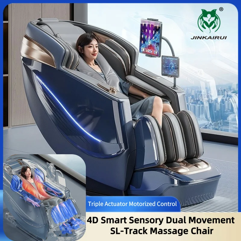4D Smart Sensory Dual Movement SL-Track Massage Chair Thai Stretch Electric Leg Lift Leisure Sofa Zero Gravity Home Office Chair