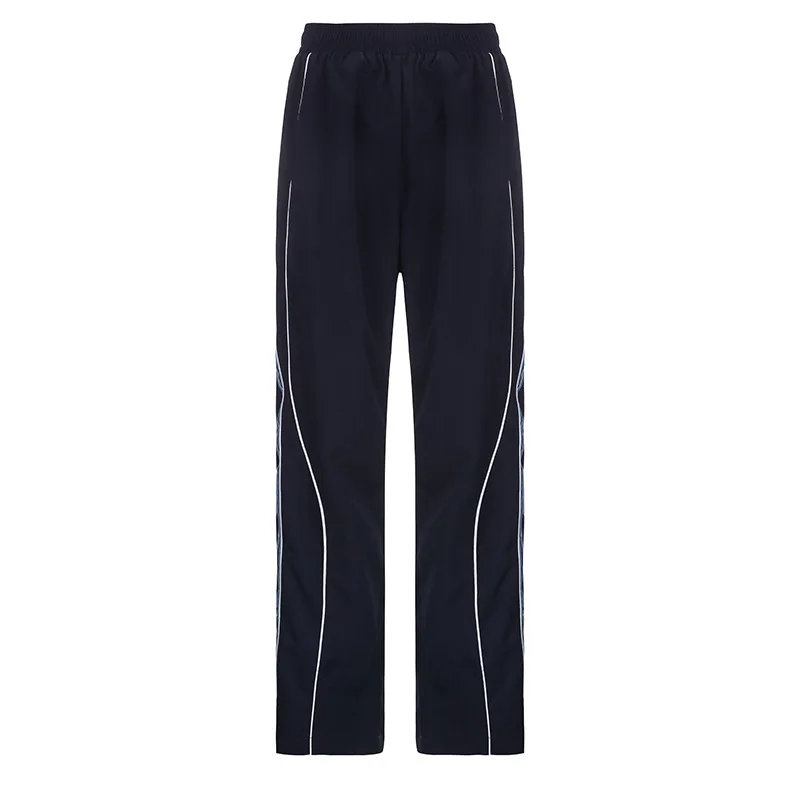 Pantaloni alla moda in tessuto Casual di base con Design a righe in stile INS alla moda, pantaloni sportivi larghi in vita elasticizzati personalizzati