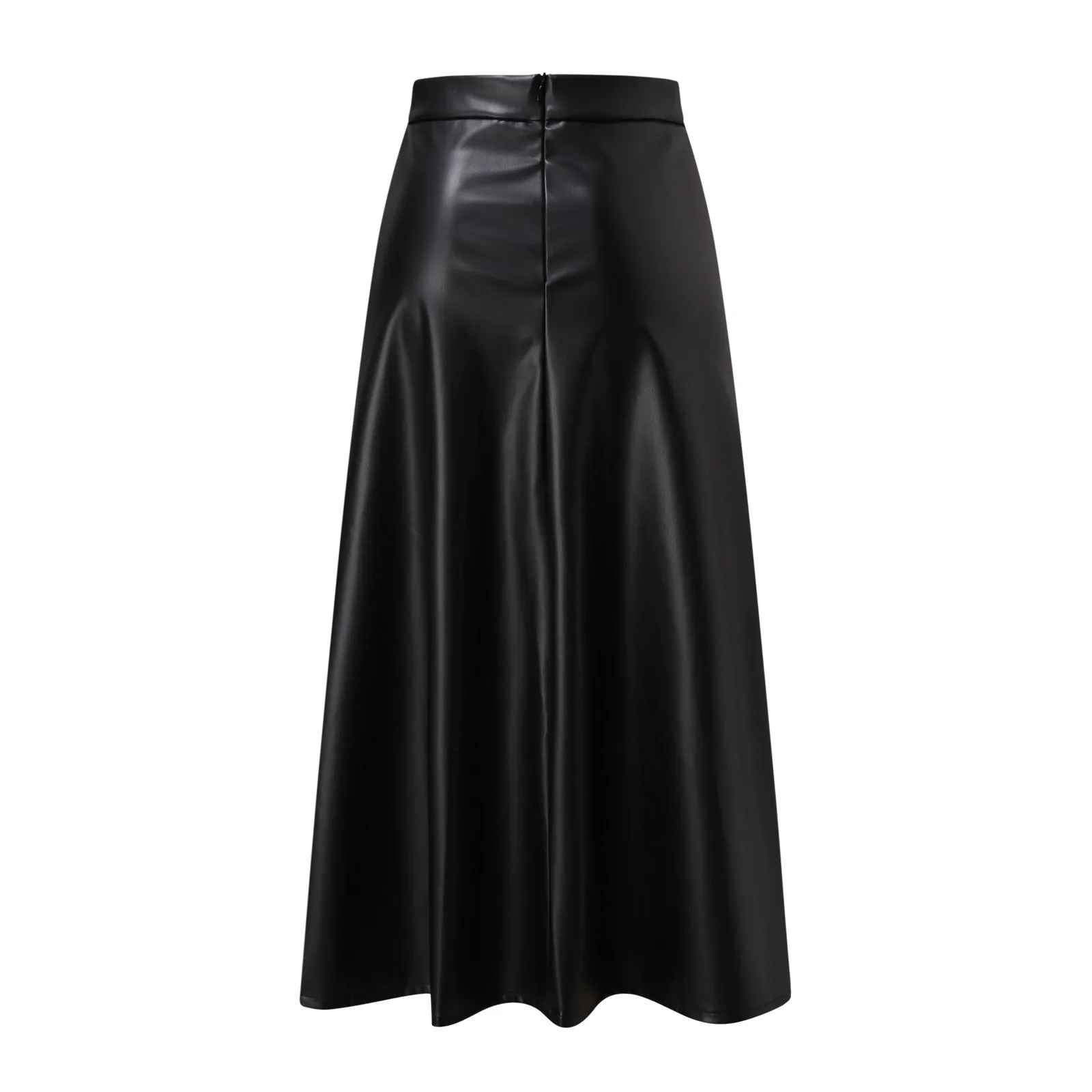 Women Long Skirts Fashion Leather PU Skirt 2024 Solid Office Lady Midi Skirts Elegant High-Waisted Party Skirt Bottoms