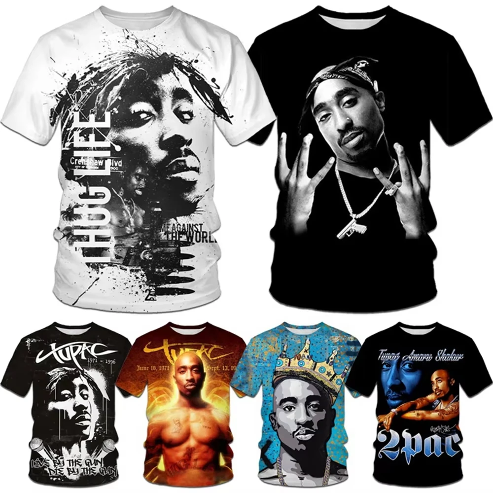 2pac T shirts Rapper Star Tupac 3D Print Summer Tees Streetwear O-Neck Short Sleeve Casual Oversized Men Women T-shirt Clothes