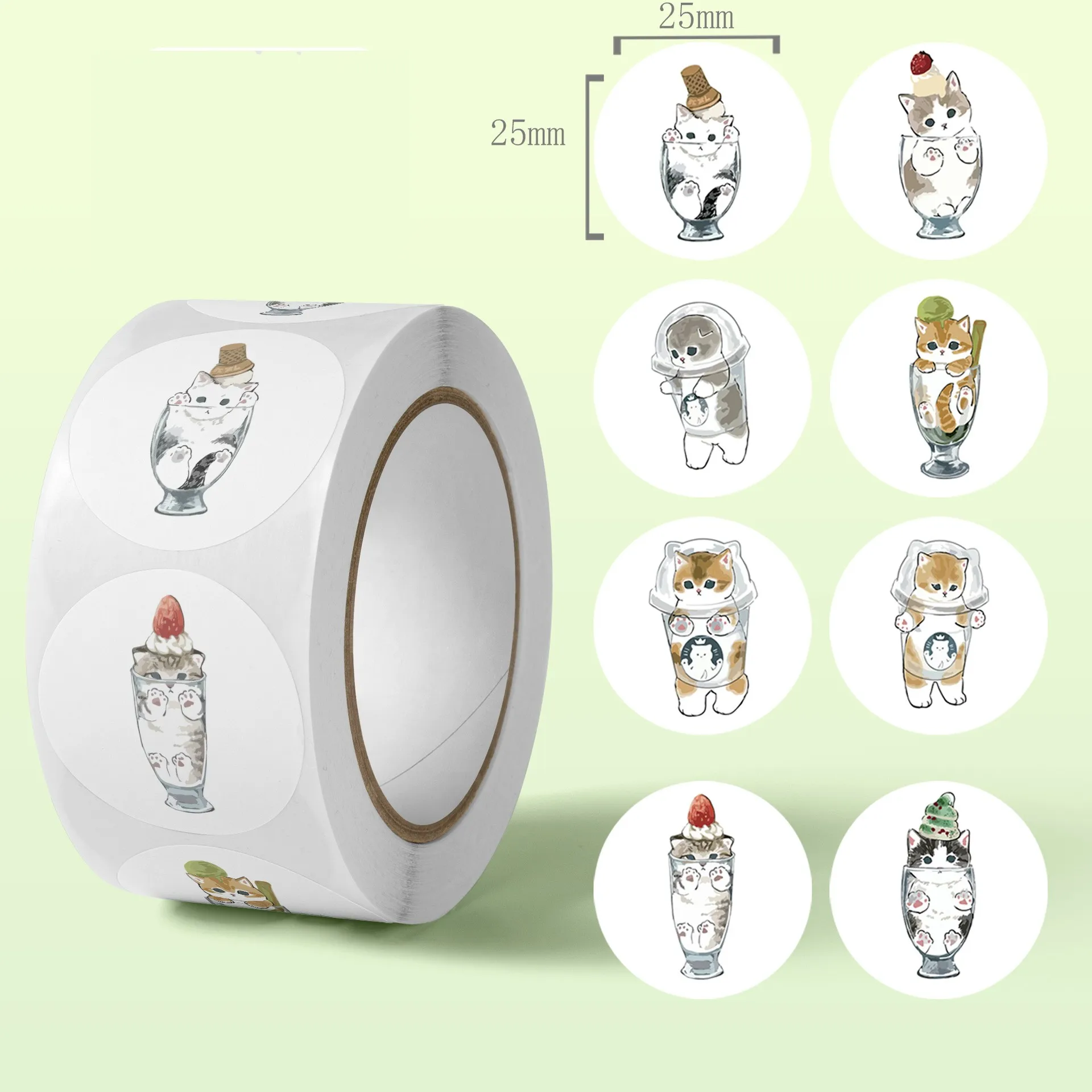50-500pcs Cute Cat Animal Reward Sticker New Kids Motivational Stickers DIY Creative Stationery Office Self-adhesive Lable Gift