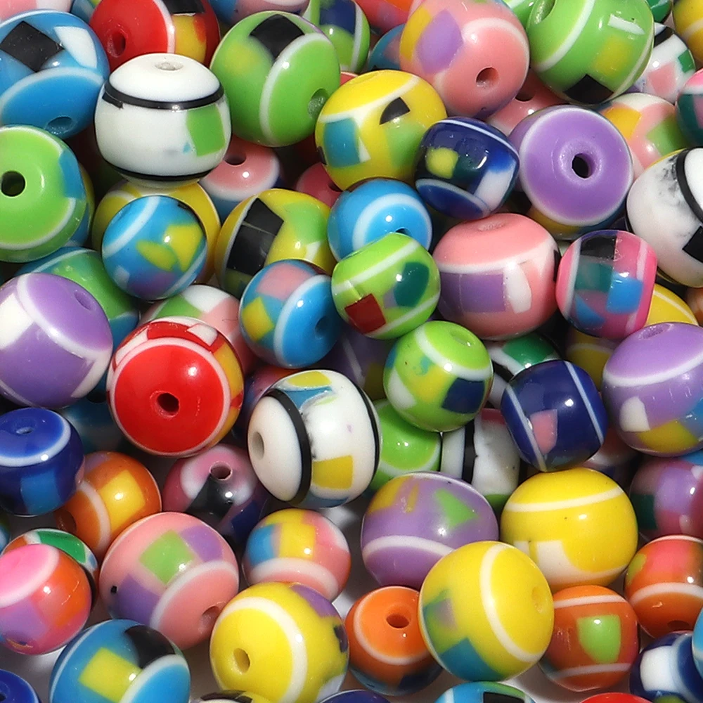 

50 шт. 8/10 мм бусины из смолы, красочные круглые свободные бусины-разделители для изготовления ювелирных изделий, браслеты «сделай сам», ожерелье, брелок для телефона, аксессуары