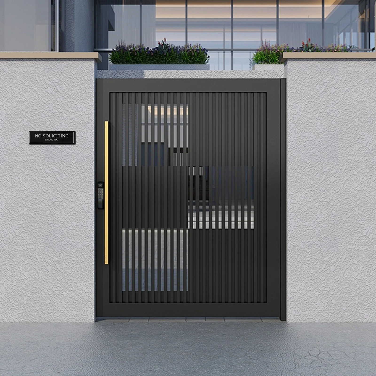 

No Soliciting Sign Acrylic Rectangle Black Visible Weather Resistant Door Plaque for Home Office Business Privacy Notice