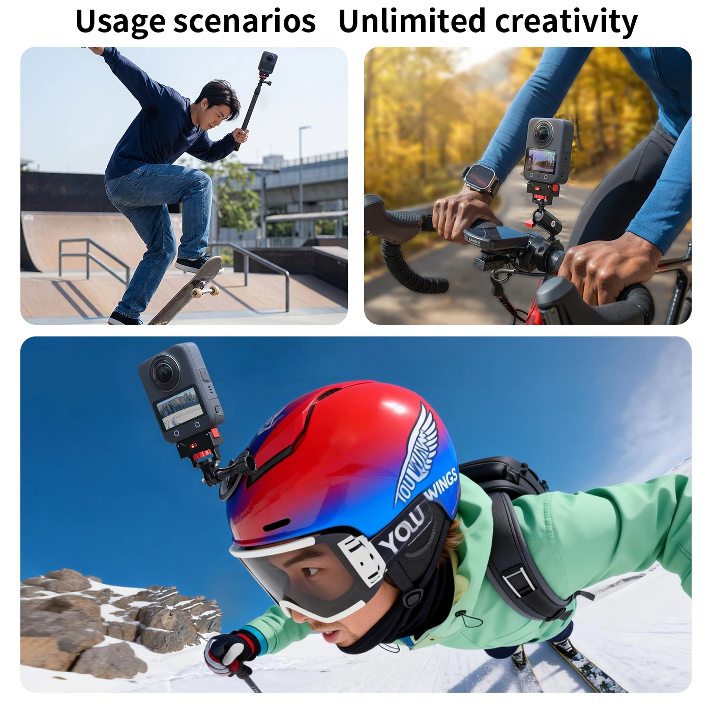 Schnellverschluss-Magnethalterung für DJI Osmo 360 Action-Kamera, Ladestation mit USB-C-Anschluss, 1/4 Zoll Stativ, Selfie-Stick, Motorradhalterung – Detail 4