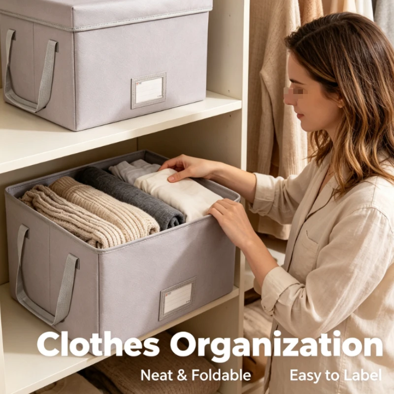 Stackable Document Storage Box With Label Holder And Waterproof Coating For Office And Study Room
