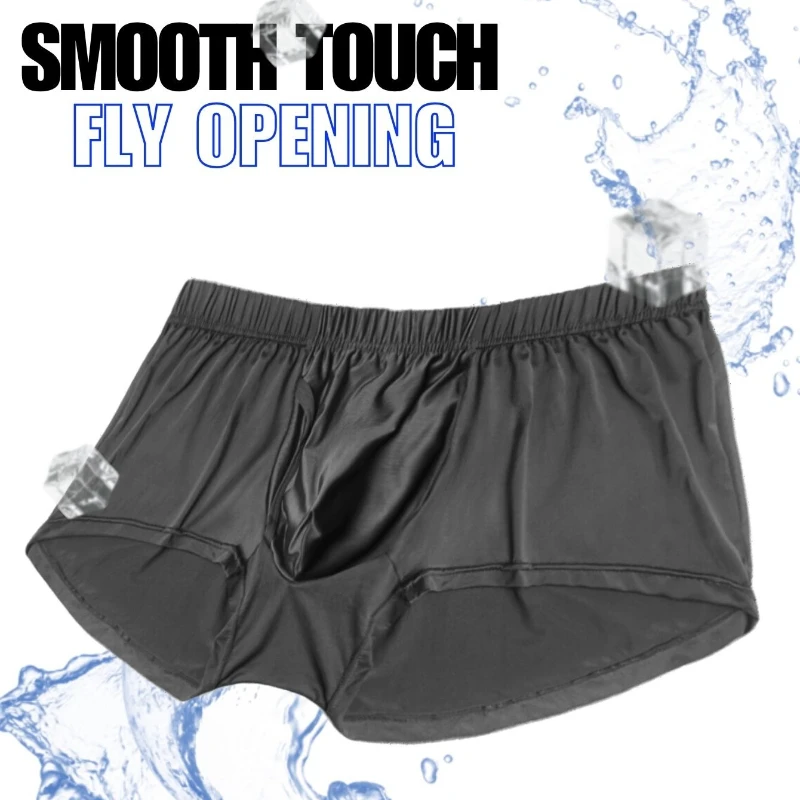 1pc Men's Fly Front Boxer Shorts Smooth Ice Cool Breathable Soft Elastic Waistband Loose Fit Casual Daily Loungewear Underwear