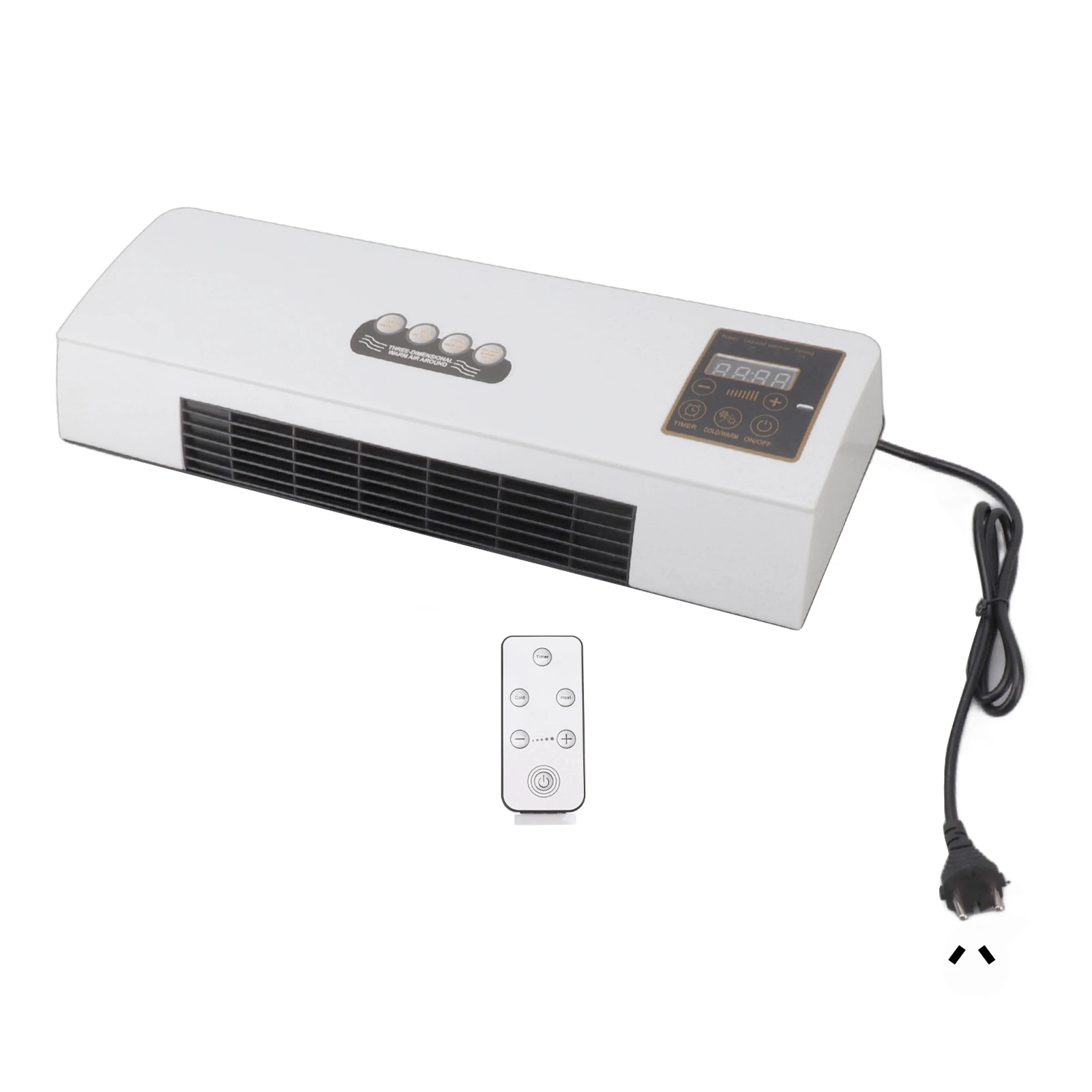 1800W Wall Mounted Air Conditioner Heater Electric Cooling Heating Machine PTC Heating Element Heater with Remote Control Timer