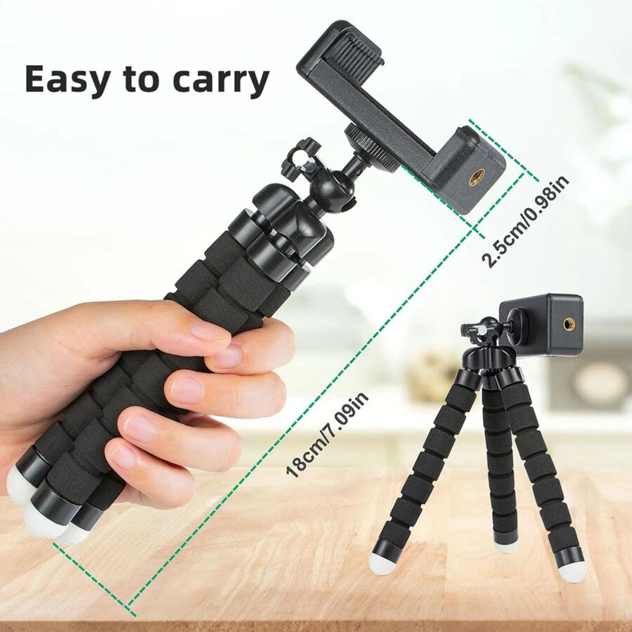 Supporto per telefono da tavolo con treppiede, telefoni cellulari compatibili con treppiede flessibile, piccolo treppiede portatile con clip per smartphone per videoregistratore