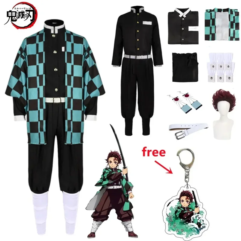 Anime Kamado Tanjirou przebranie na karnawał Demon Slayer Halloween Cosplay Cartoon Kimetsu No Yaiba kostium dla dzieci na prezenty dla dorosłych