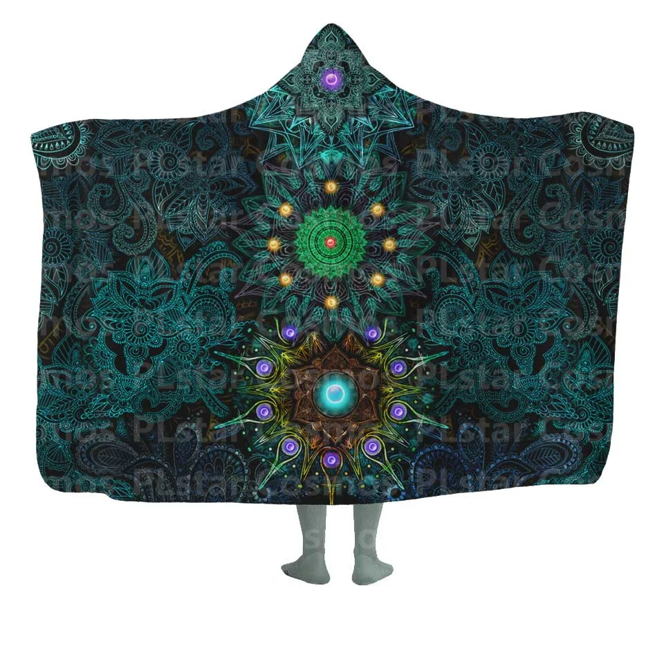 

Mandala Hooded Blanket 3D All Over Printed Wearable Blanket for Men and Women Adults Kids Fleece Blanket