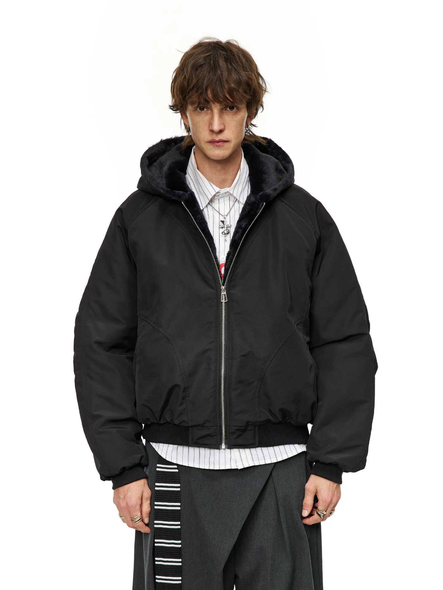 الرجال Thiened مقنعين القطن Jaet الأرنب الفراء محاكاة الجبل النسر معطف الشتاء عارضة الترفيه العلامة التجارية زوجين الملابس #5