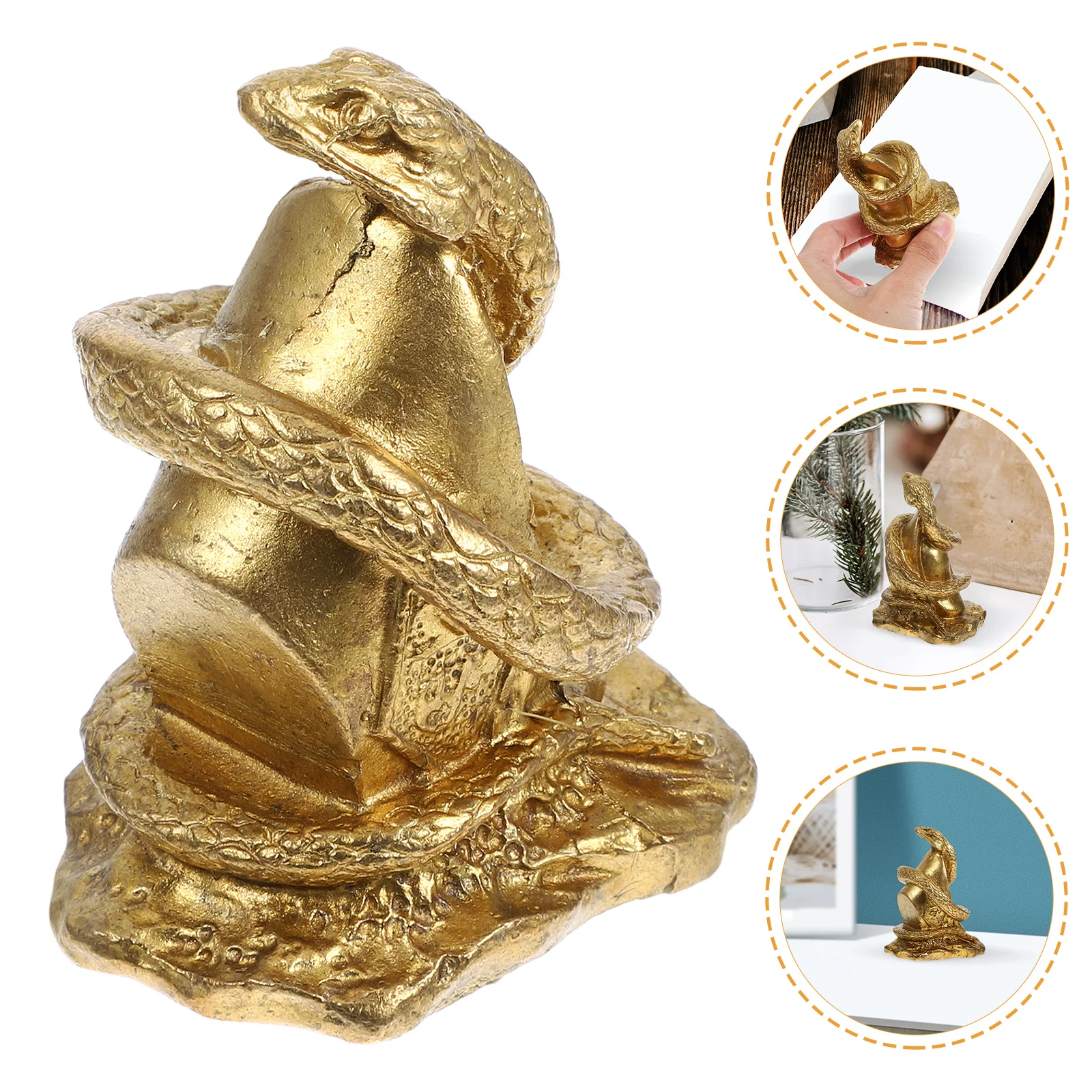 

Brass Snake Statue Desktop Shaped Decor Copper Ornament Home Crafts Dining Table