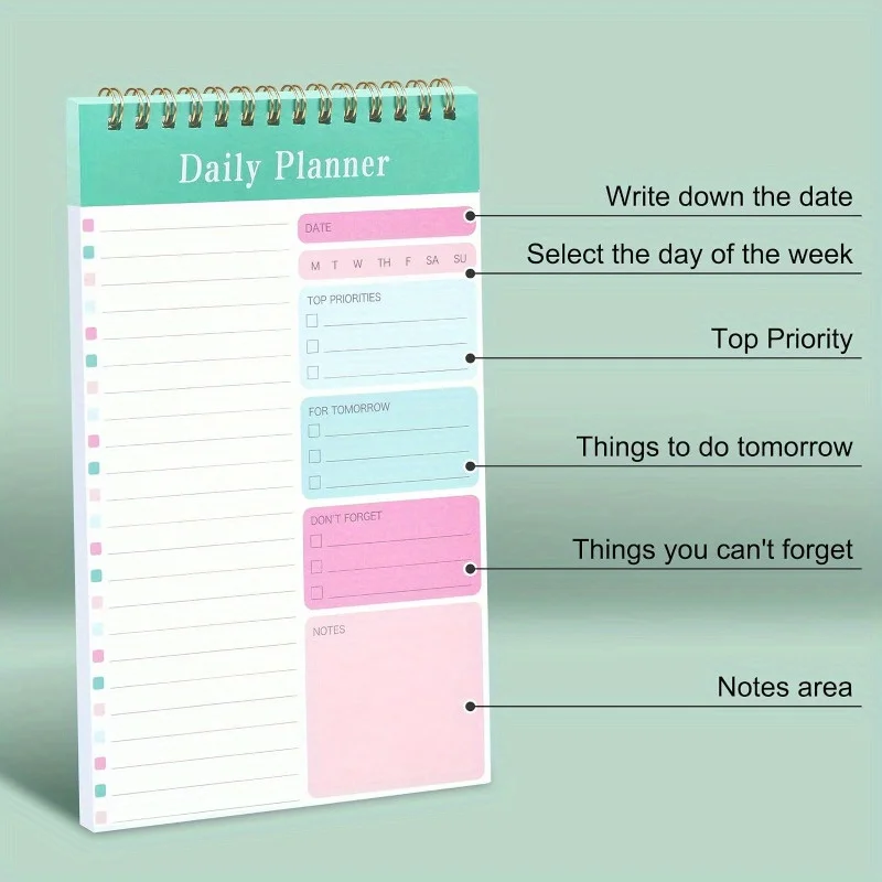 1PC Daily To Do List Notepad -  30 Laminated Sheets for Work, School, Fitness & Academic Goals Notebook - Perfect Back To School