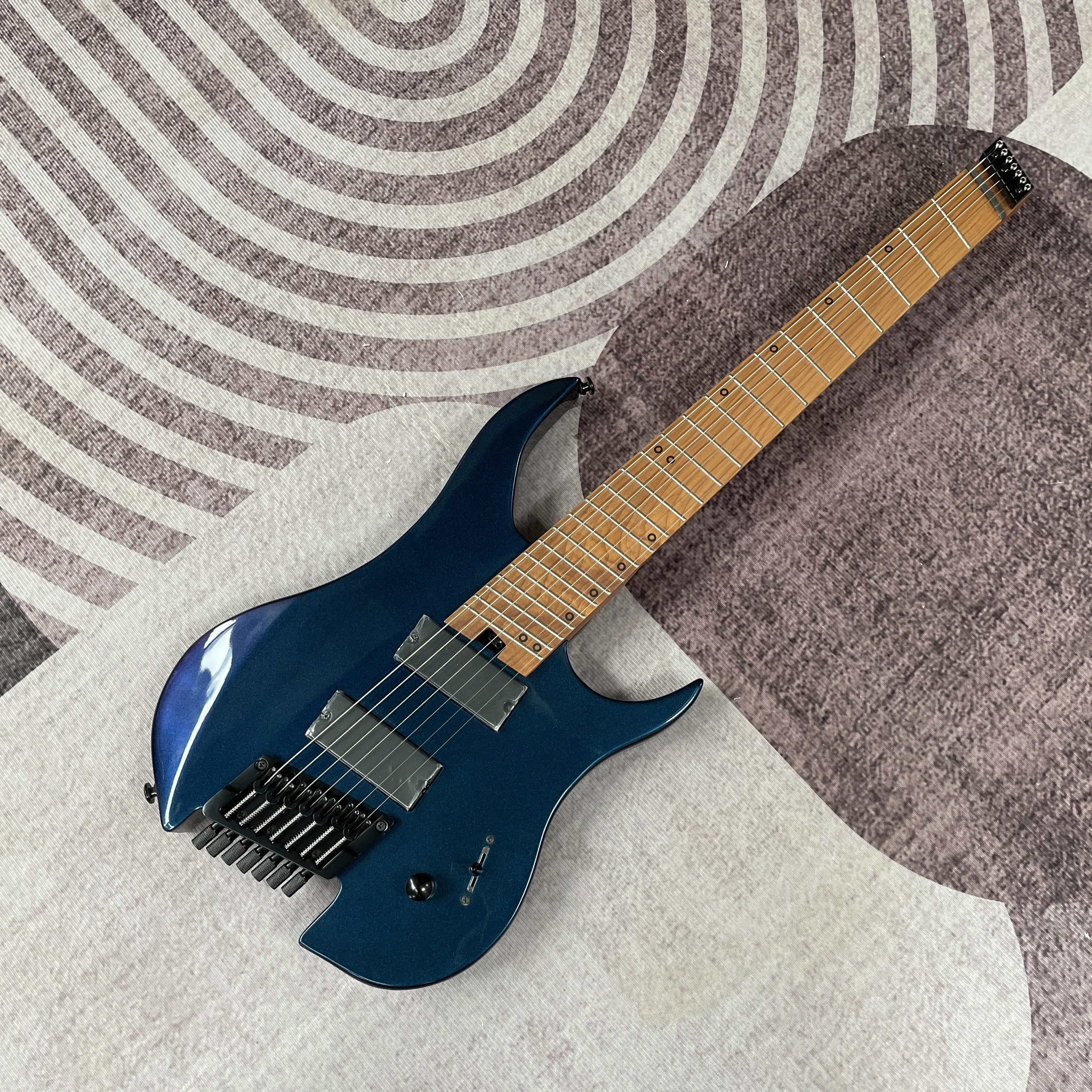 

Chameleon Blue Headless 7string Electric Guitar Black Hardware Carbon Maple Neck Fast Ship