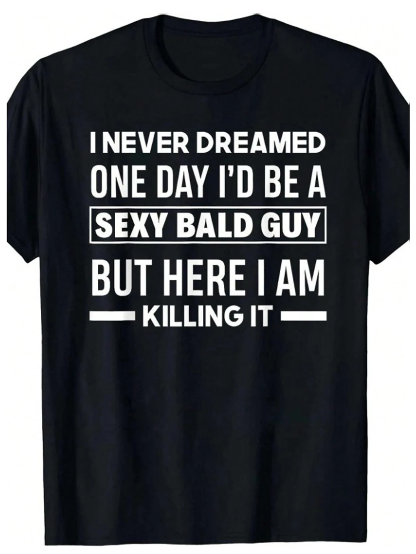 Funny Bald Head Graphic Printed Men's T-shirt Summer Casual Sports Round Neck Short Sleeve Loose Cotton Pullover Top