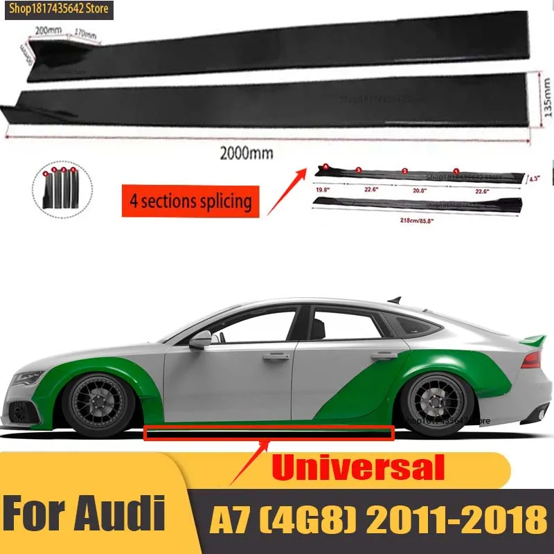 

Universal 2.2m Side Skirts Extension Rocker Splitters Diffuser Winglet Wings For Audi C5 C6 R8 A1 A3 A4 A5 A6 A7 Q3 Q5 Q7 S6 B6