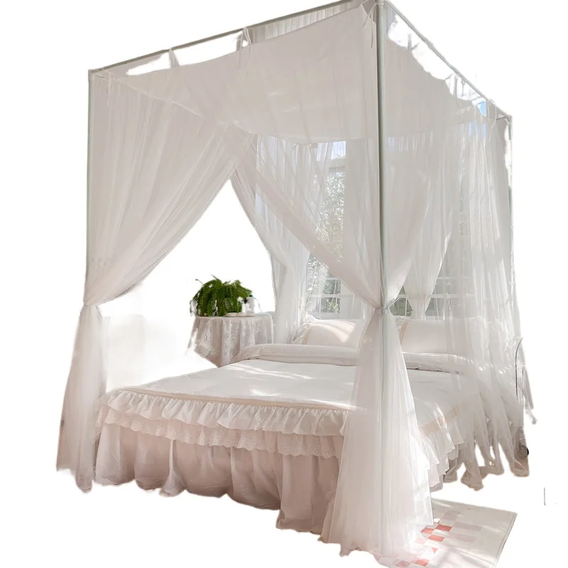 Summer French floor-to-ceiling strap mosquito net single net yarn thickened household bedroom bed mantle three doors