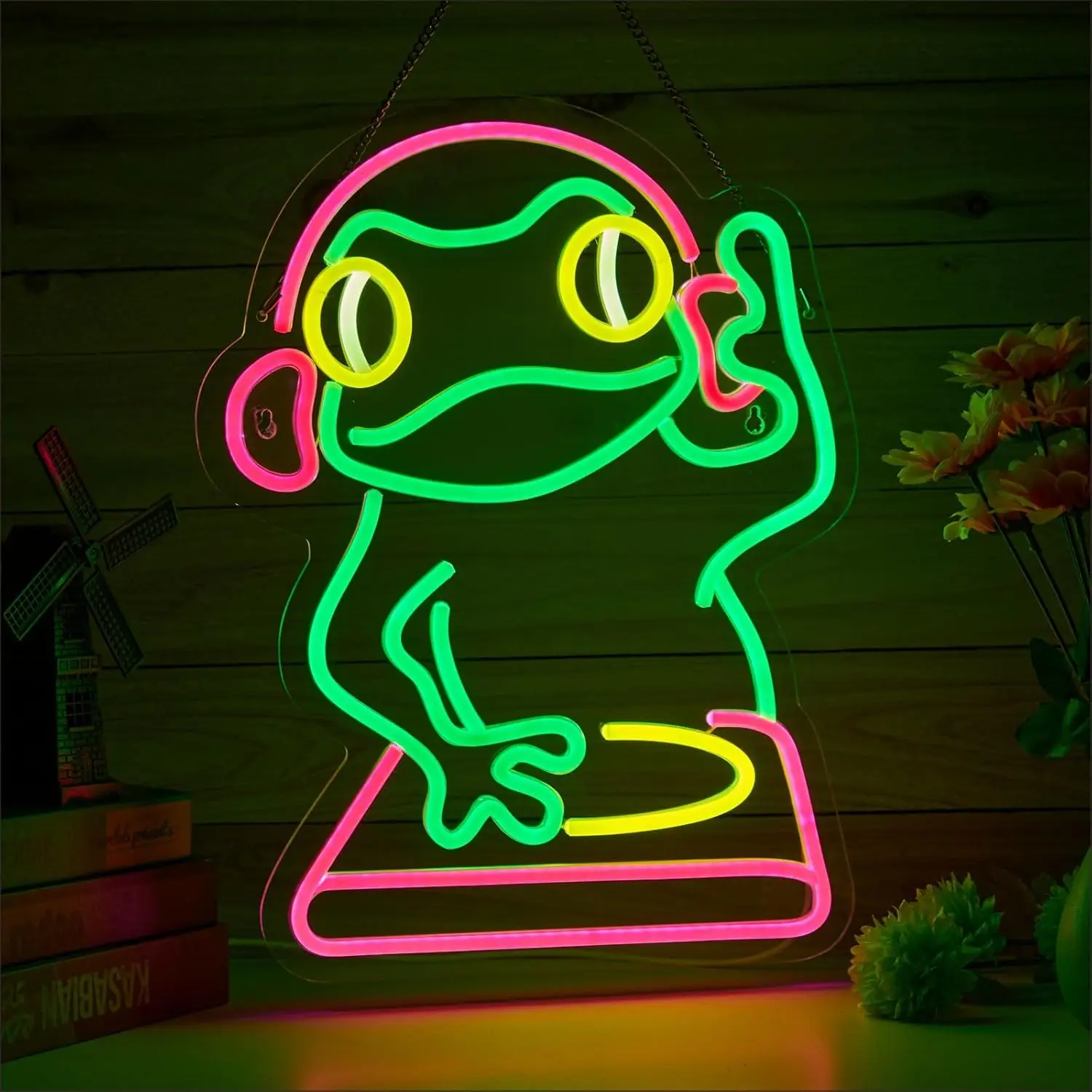 

DJ Frog Неоновая вывеска USB с регулируемой яркостью Светодиодный светильник для бара, дома, игровой комнаты, вечерние украшения для спальни, personnalisé, подарок, ночник