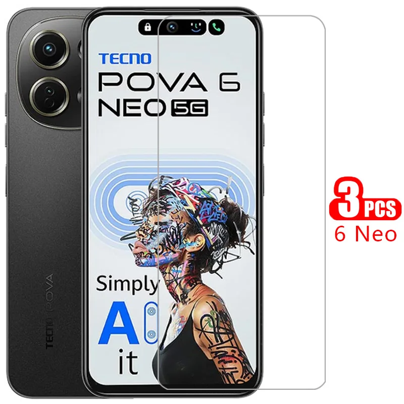 กระจกกันกระแทกสำหรับ tecno pova 6 NEO 4g 5g ฟิล์มโทรศัพท์ pova6neo 6neo pova6เทคโน