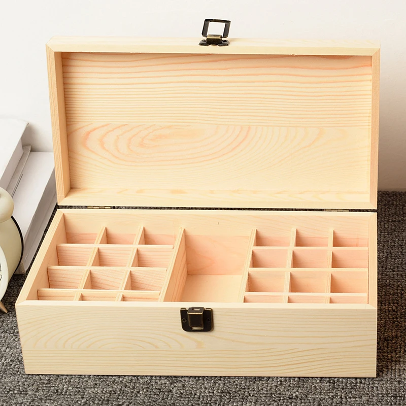 25 Grid Essential Oil Carrying Case Wooden Storage Box Organizer Aromatherapy Container Treasure Jewelry Storage Box