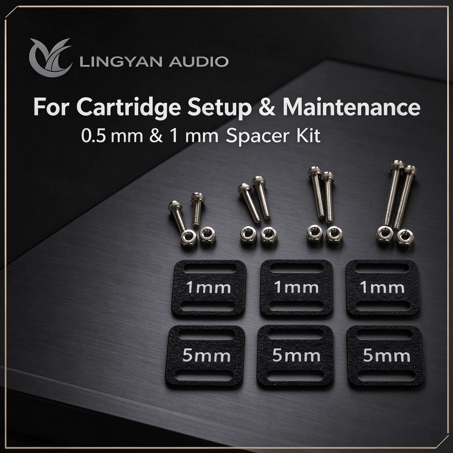 Cartridge Spacer Shim Kit LINGYAN AUDIO 6PCS 0.5mm 1mm Mount Screws Nuts for Vinyl LP Turntable Headshell DIY Setup