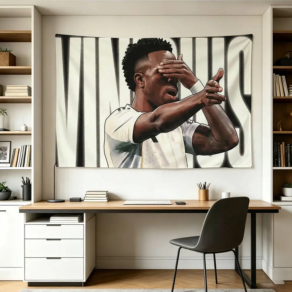 F-Football Star V-Vini Jr Flags Wall Hanging Background Art Banner for Bedroom Home Outdoor