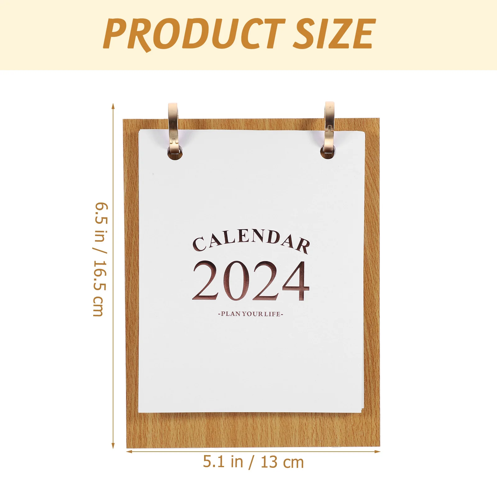 2024 English Mini Table Calendar with Wooden Stand Standing Flipped Calendar 2024 Calendar for Decor Daily Memo Calendar Planner