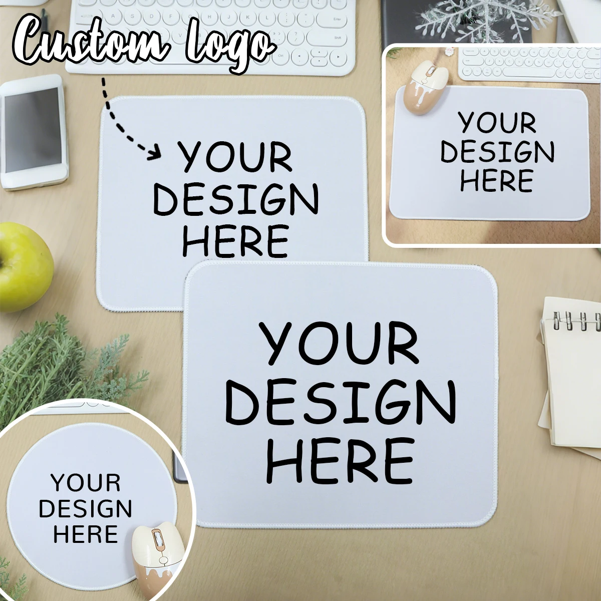 Mouse Pad Blank Sublimation - Custom Logo Mouse Pad, Personalized White